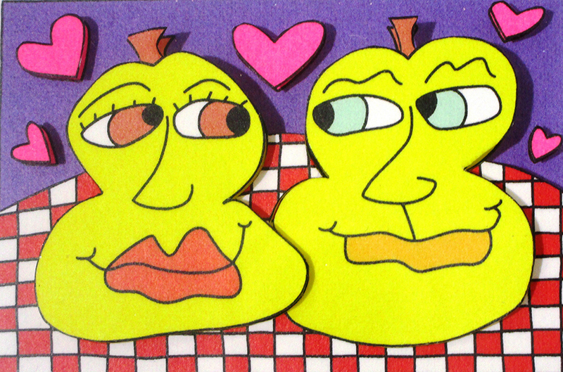 A pair of pears;3D-Grafik, 350 Exemplare,;5,1 x7,7 cm;390 - Galerie Wroblowski